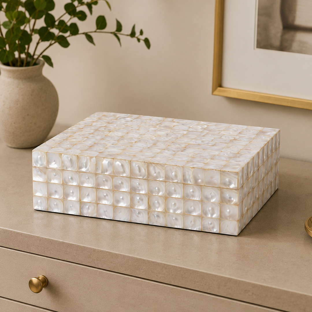 Handcrafted Shell & Resin Decorative Storage Box