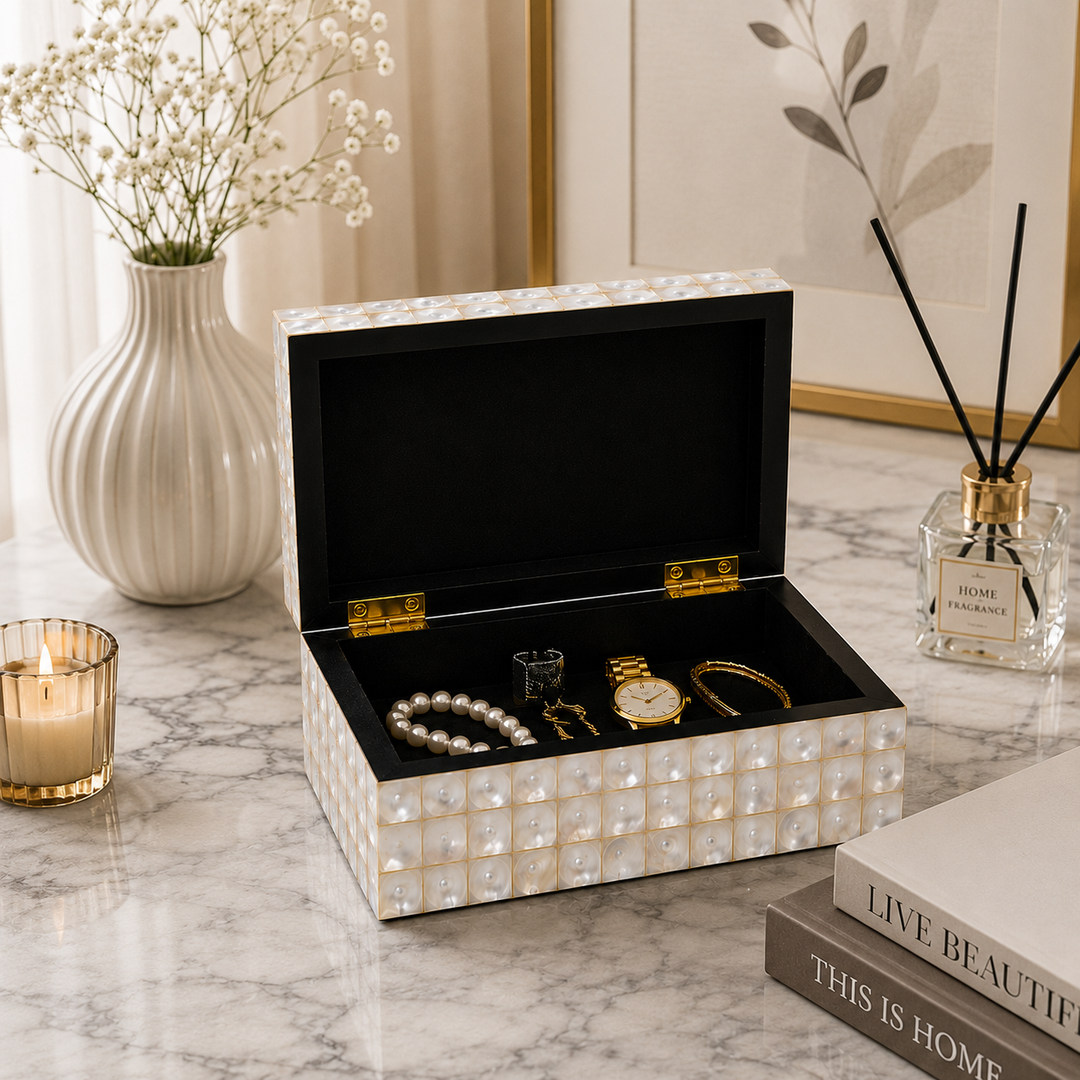 Handcrafted Shell & Resin Decorative Storage Box