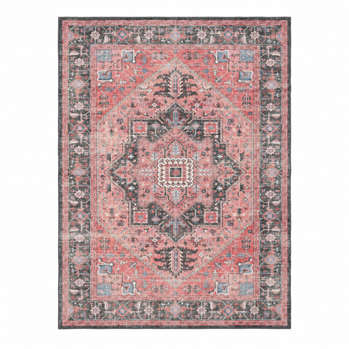 Expobazaar Washable Rust Charcoal Vintage Medallion  | Rug in a Box
