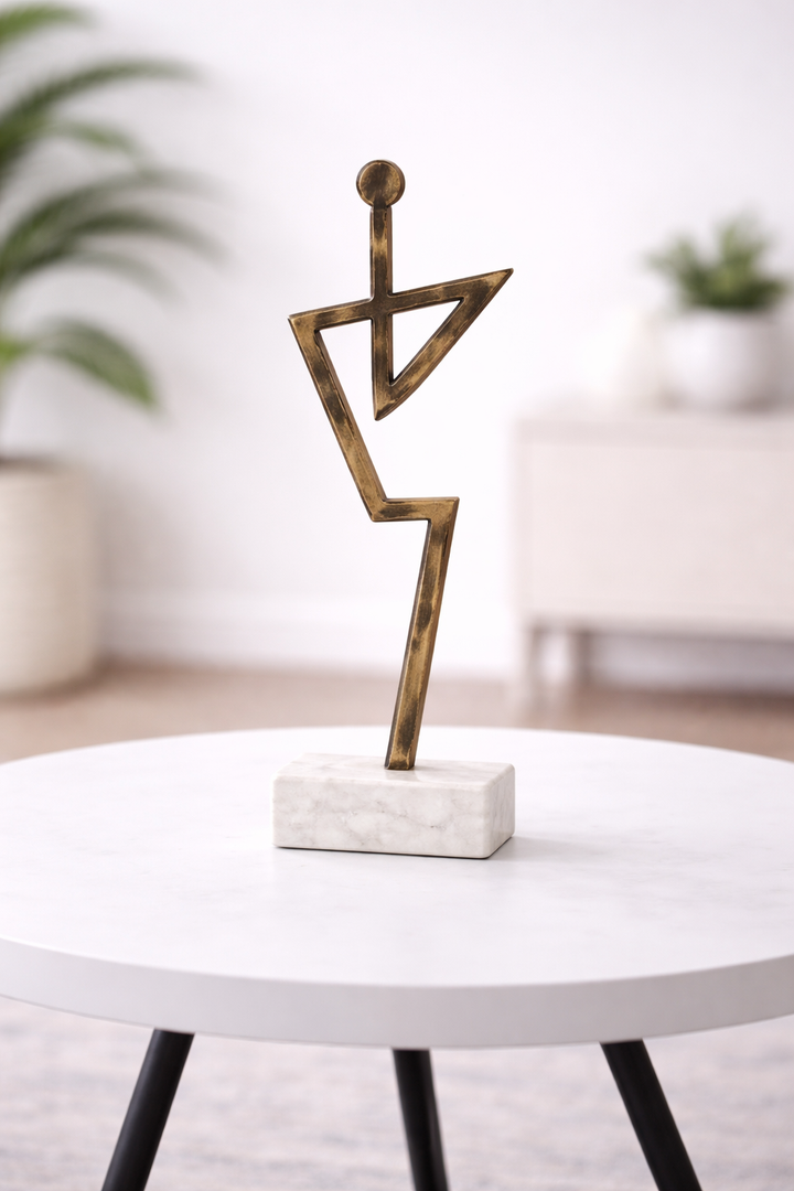 Modern Abstract Gold Metal Human Figurine Tabletop Décor Accent