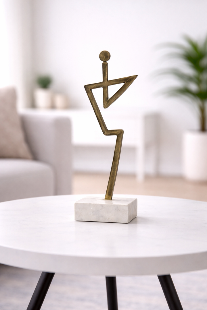 Modern Abstract Gold Metal Human Figurine Tabletop Décor Accent