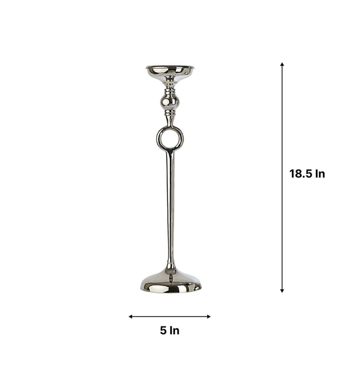 Ajna Large Silver Pillar Holder | Majestic Candle Holder for Stylish Ambiance