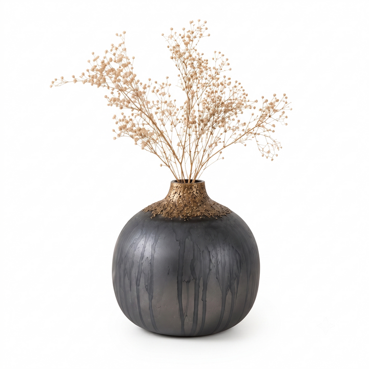 Glass Flower Vase, Black