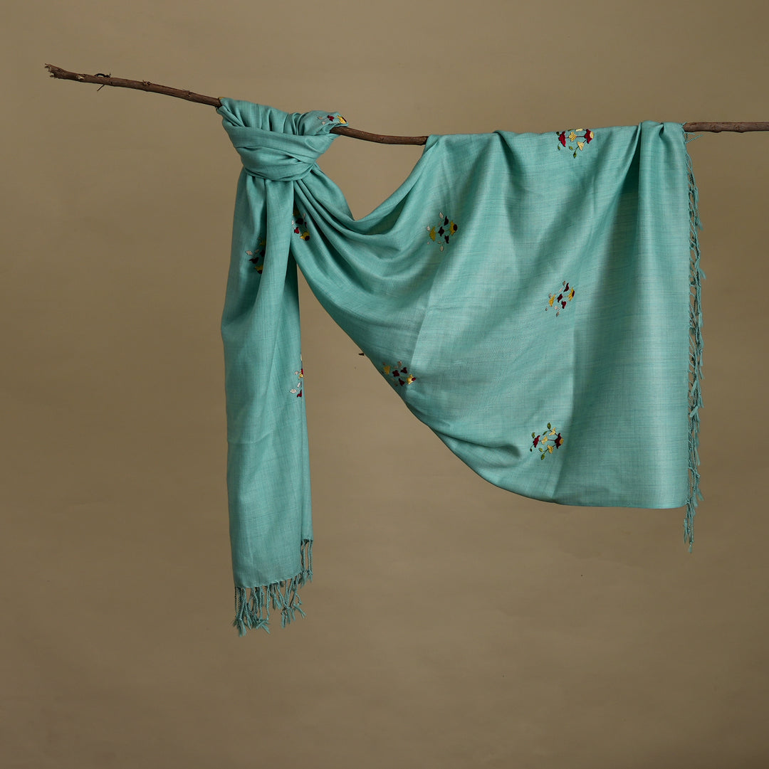 Embroidered Wool Stole – Floral Buti Design