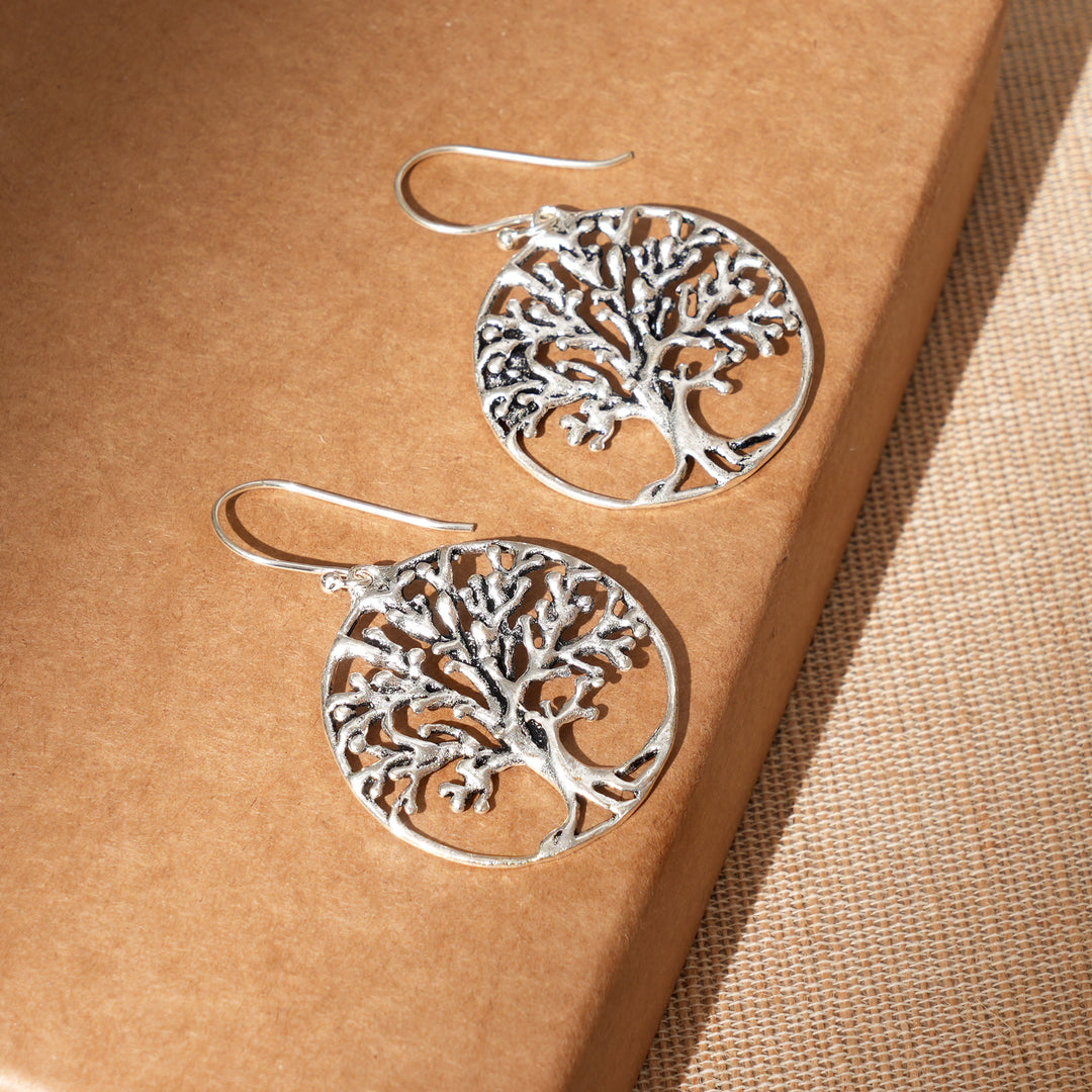 Tree of Life Silver-Plated Earrings