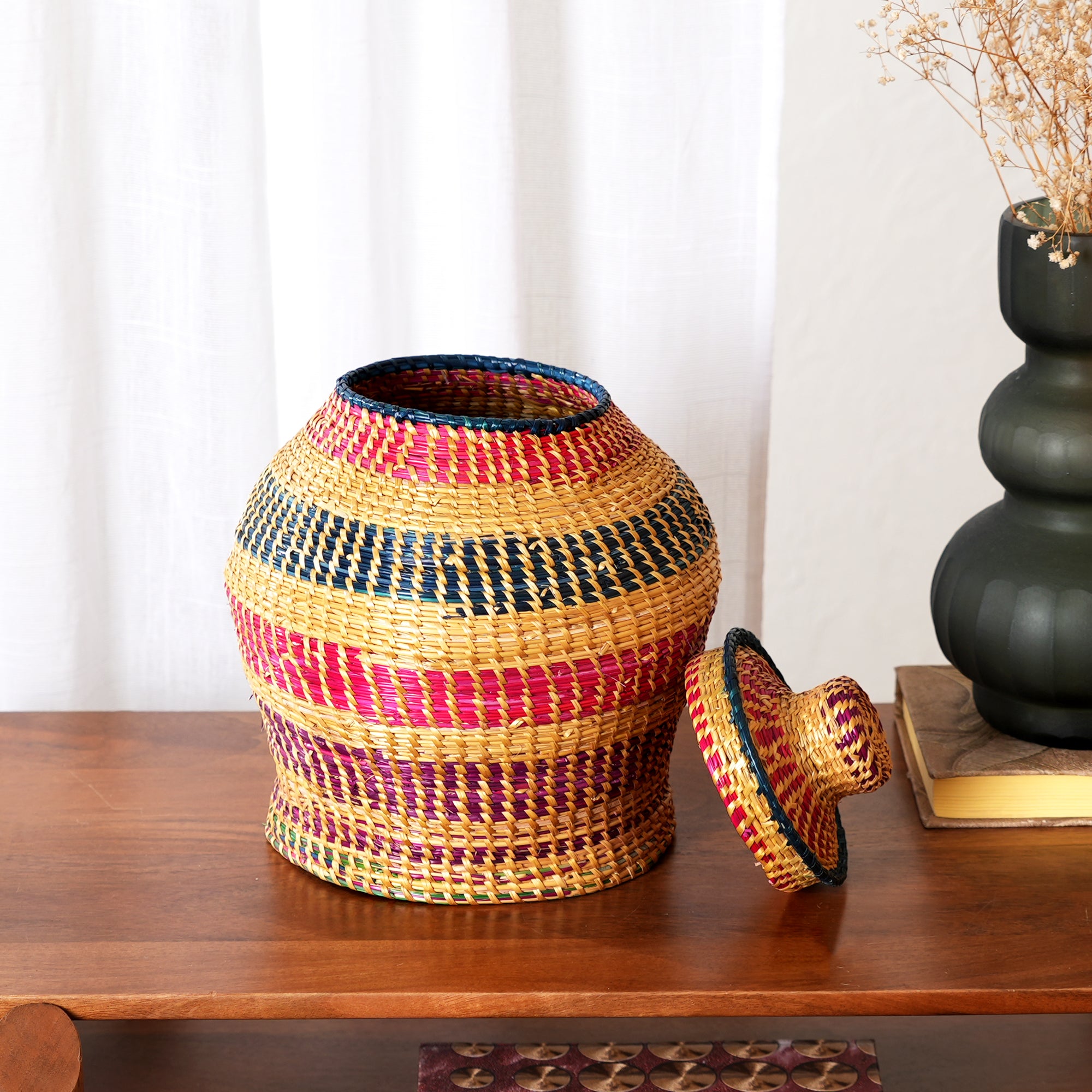 Handwoven Sikki Grass Container