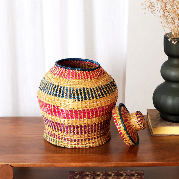 Handwoven Sikki Grass Container