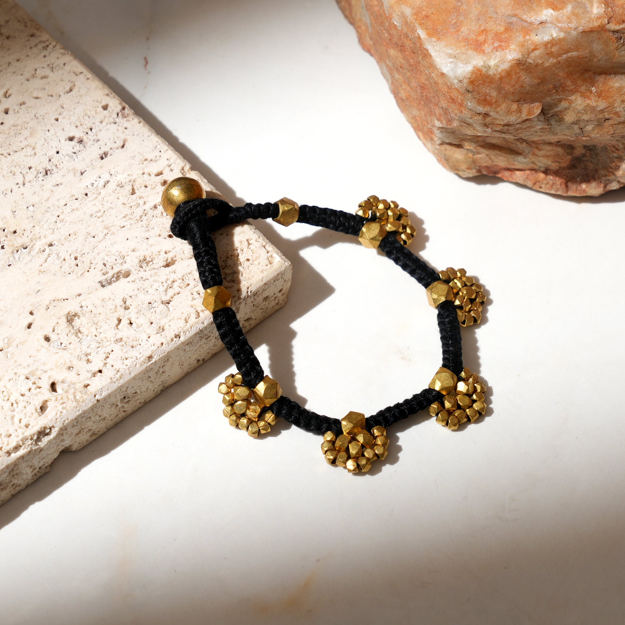 Ancient Tribal Brass Bracelet - Handmade Cotton Bead Jewellery