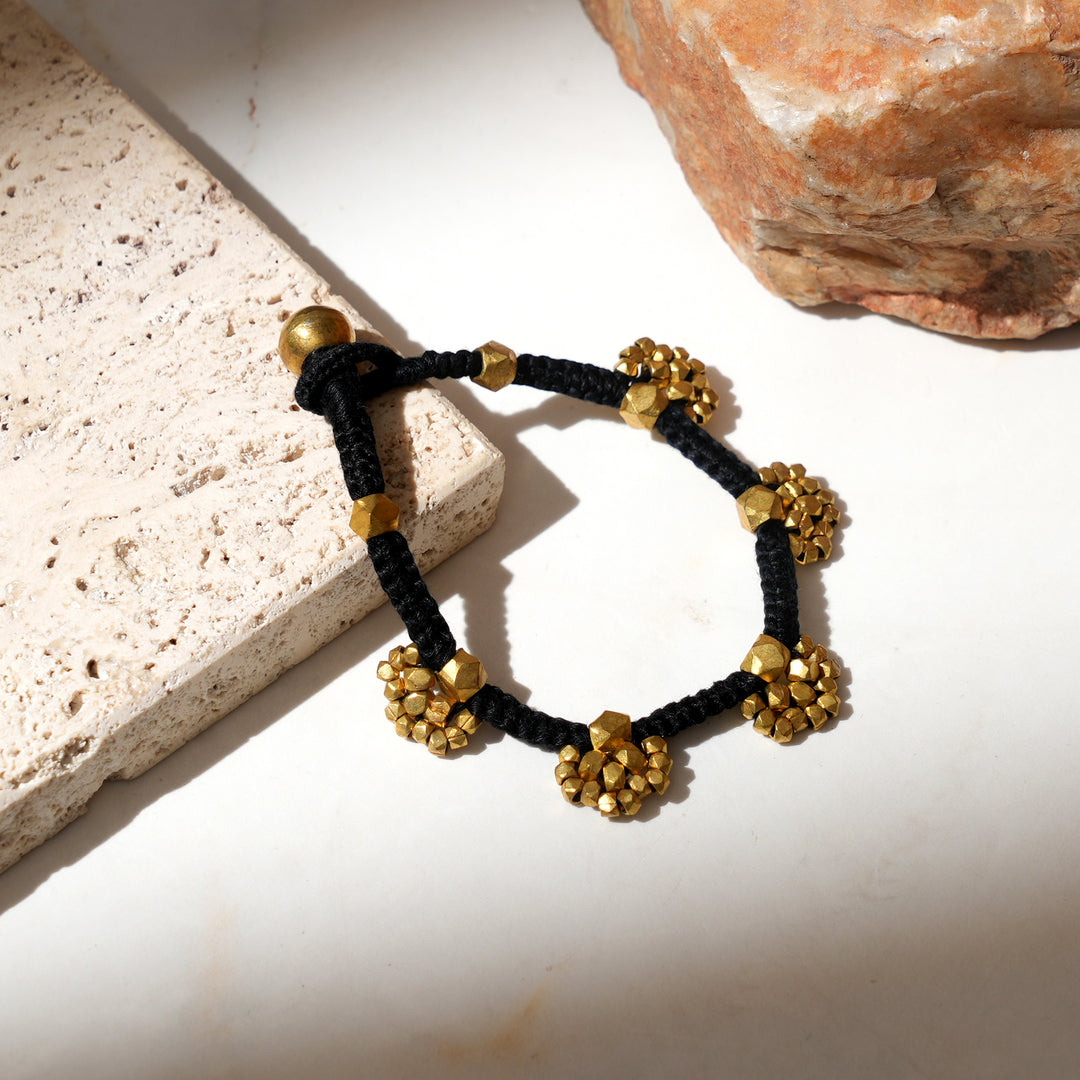 Ancient Tribal Brass Bracelet - Handmade Cotton Bead Jewellery