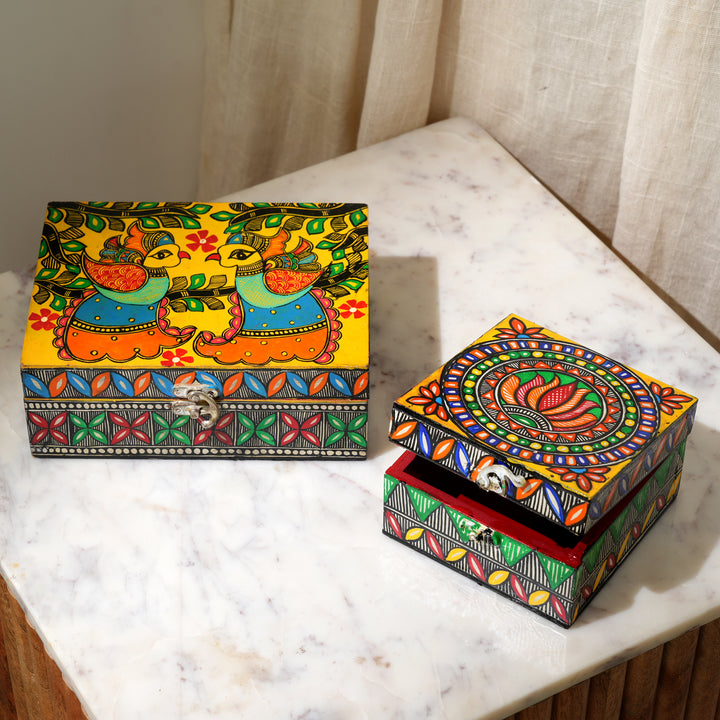 Madhubani Wooden Jewellery Box – Hand-Painted