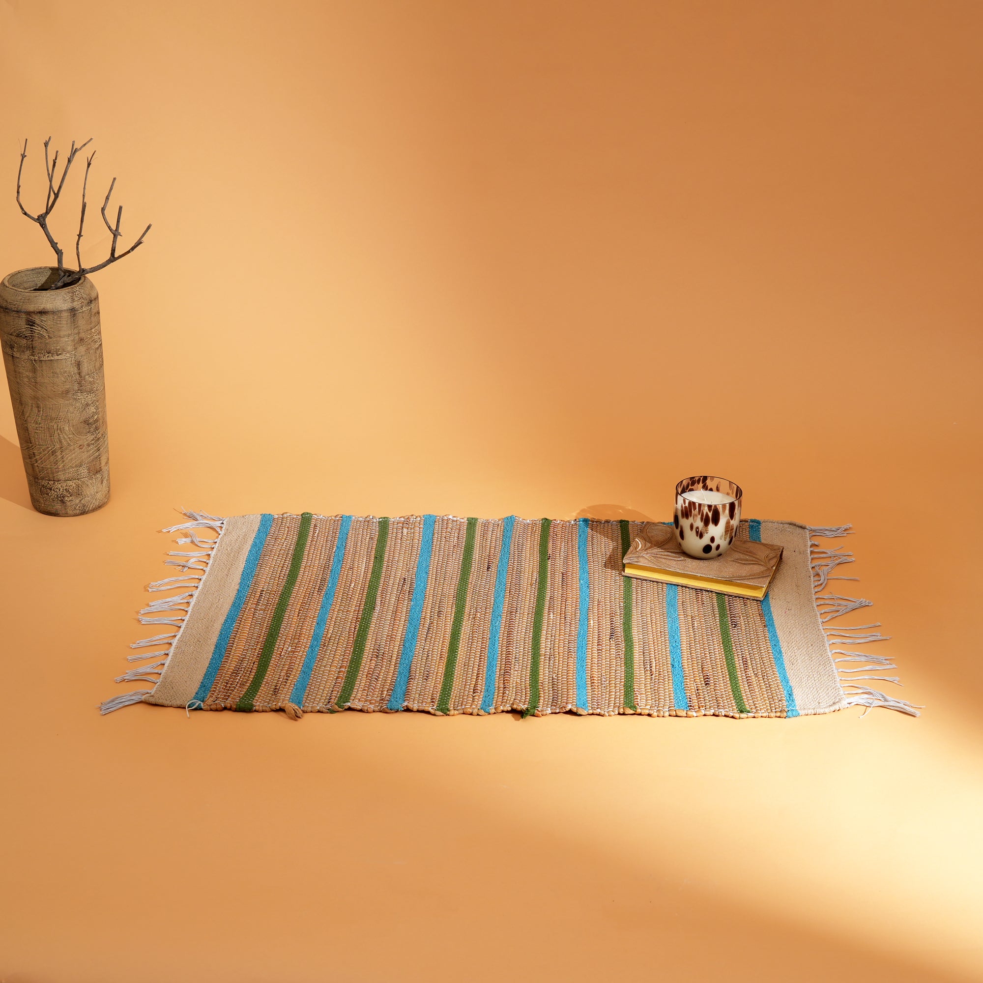 Handwoven Prayer Mat - Water Hyacinth & Cotton