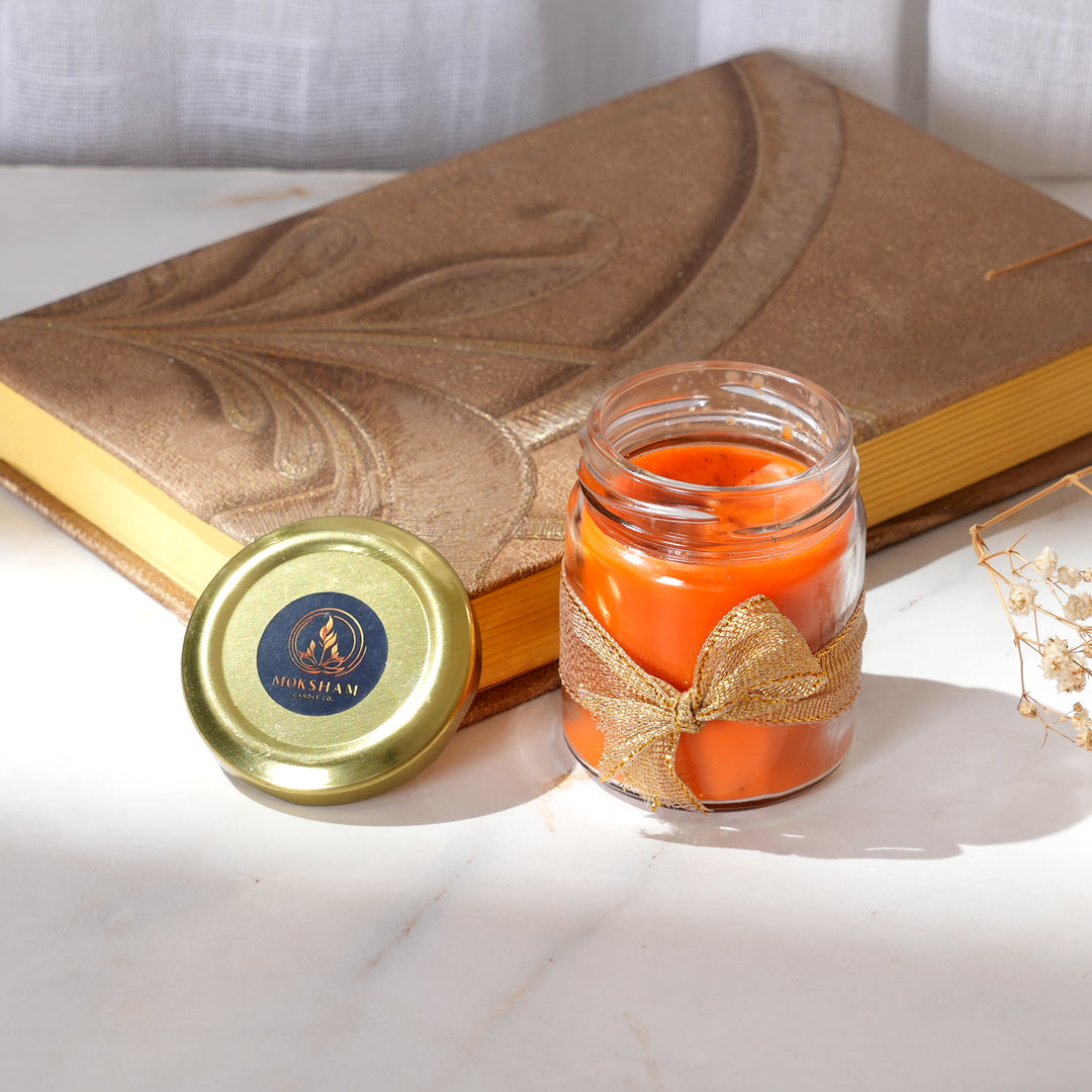 Premium Glass Jar Candle with Gifting Ribbon
