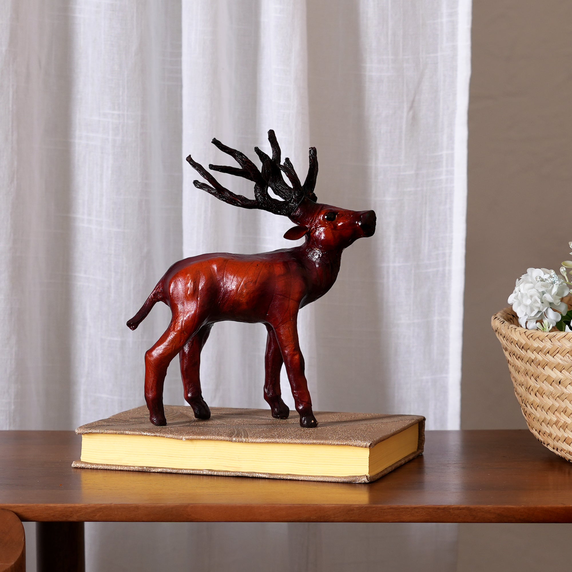 Handcrafted Leather Deer Sculpture (S)