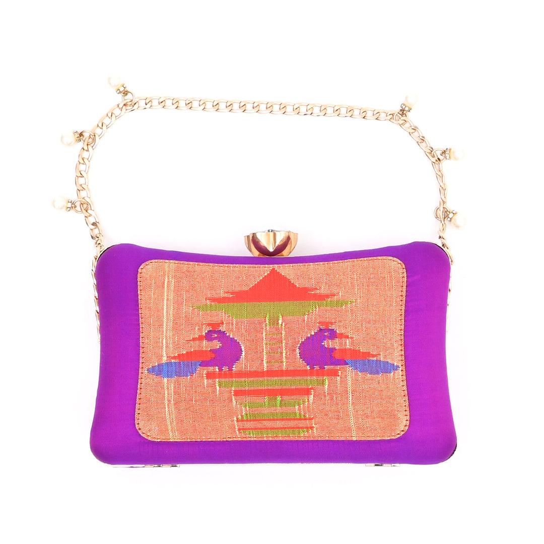 Violet Silk Side Sling Handbag: Heritage Meets Modern Elegance