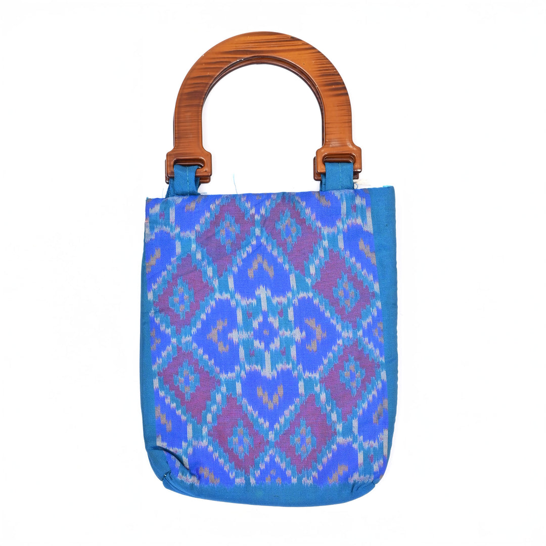 Patola Handloom Silk Carry Bag – Blue Ikat Elegance