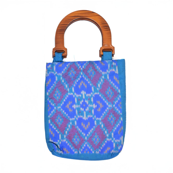 Patola Handloom Silk Carry Bag – Blue Ikat Elegance