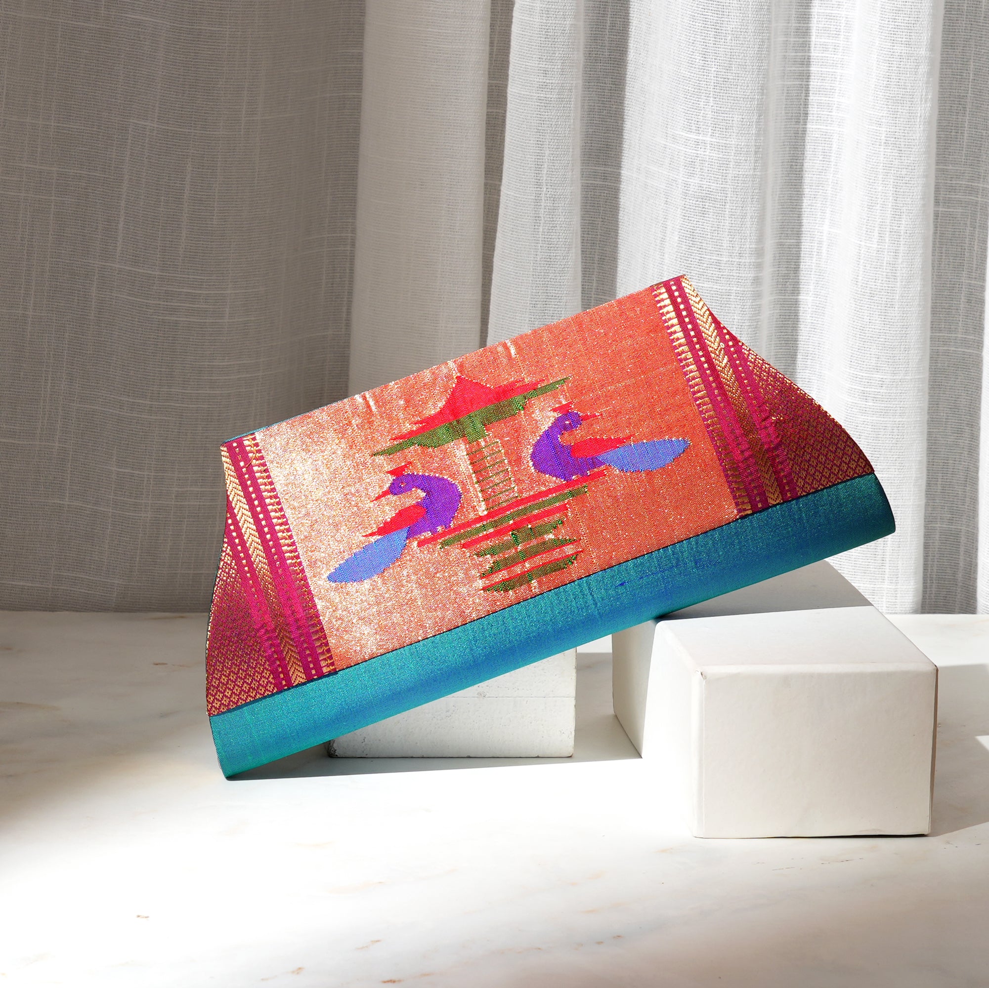 Paithani Silk Hand Purse - Multi-Color Elegance