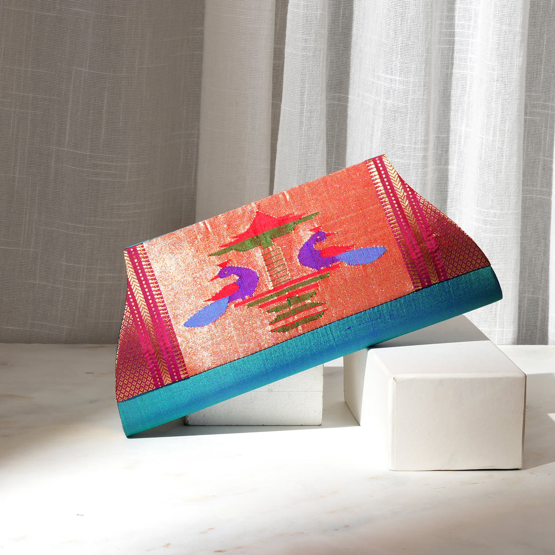 Paithani Silk Hand Purse - Multi-Color Elegance