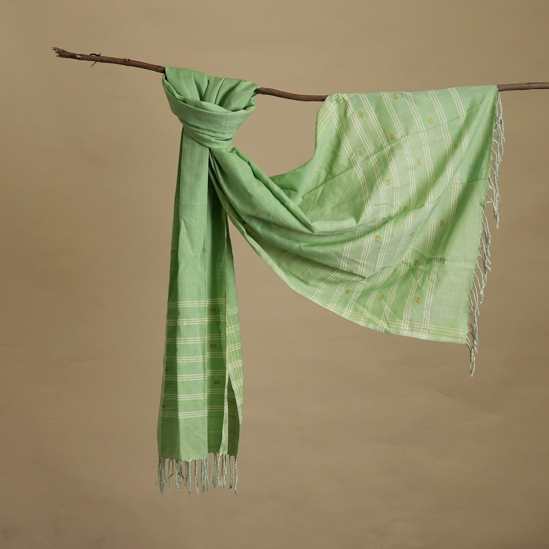 Artisan Handloom Cotton Stole with Symbolic Weave and Stripes
