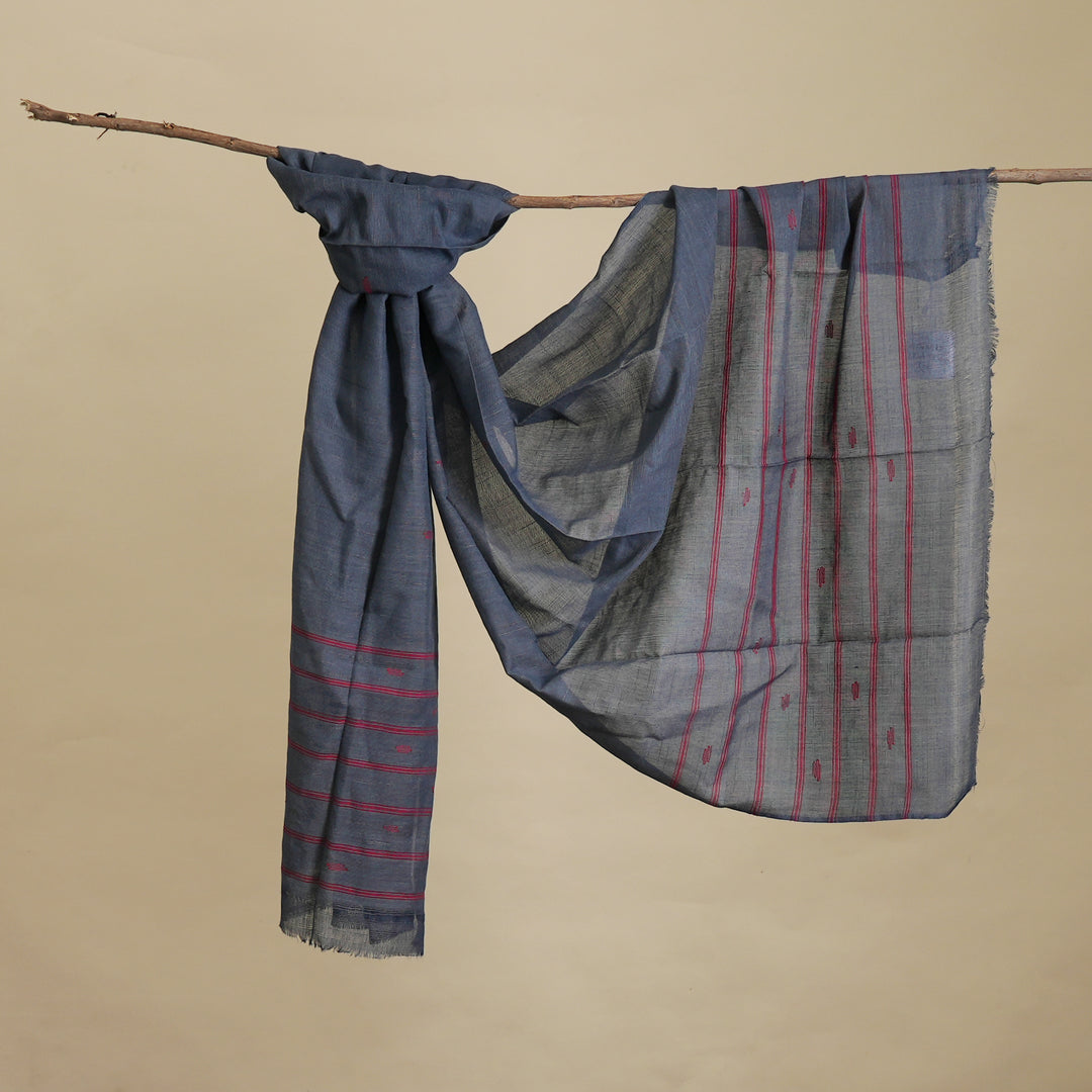 Handloom Blue and Red Striped Stole