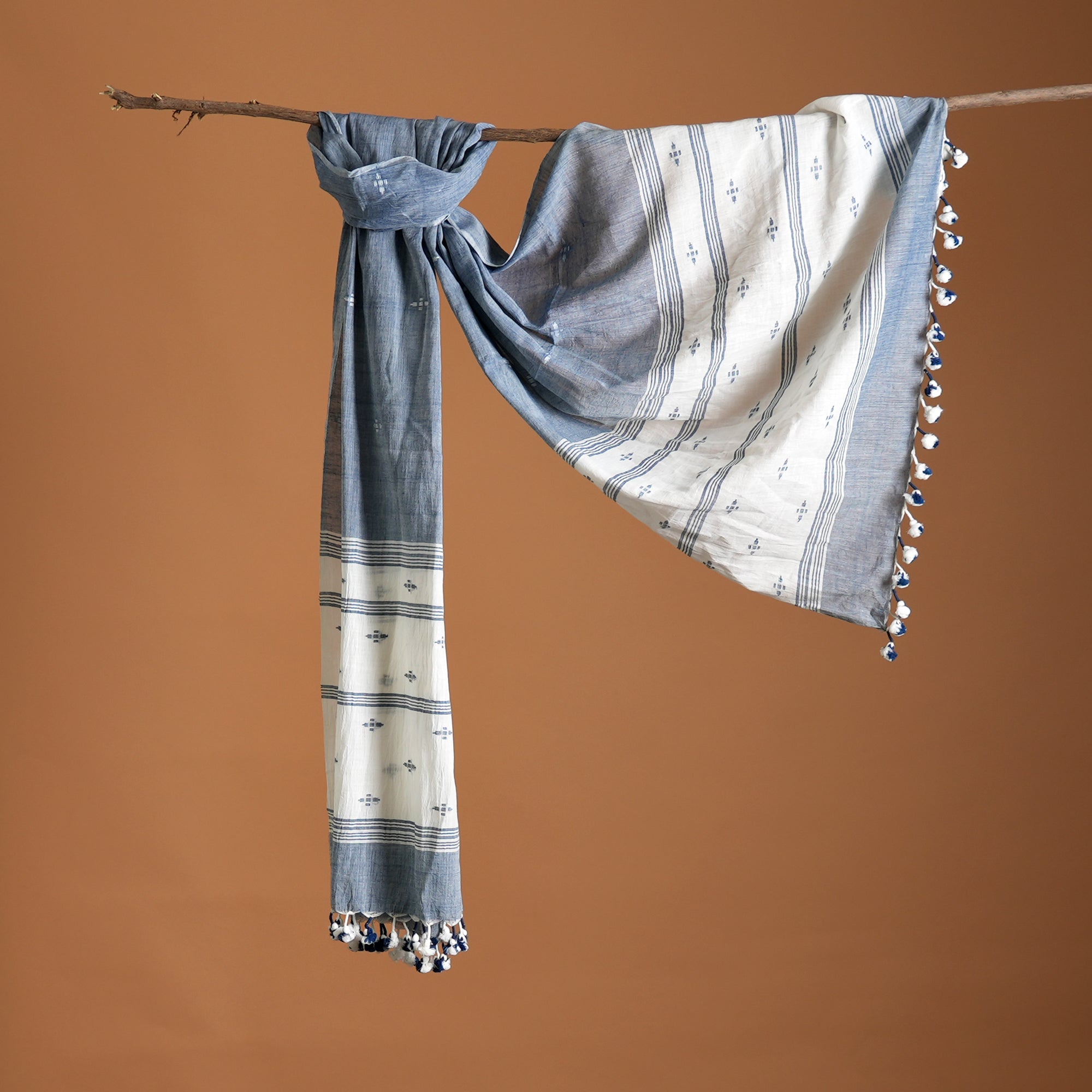 100% Cotton Jamdani Stole – A Legacy of Woven Artistry