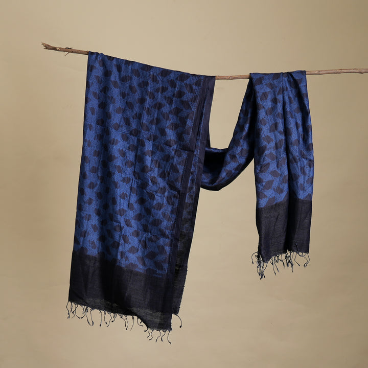 Tussar & Spun Silk Shibori Dupatta – Hand-Dyed Elegance in Indigo