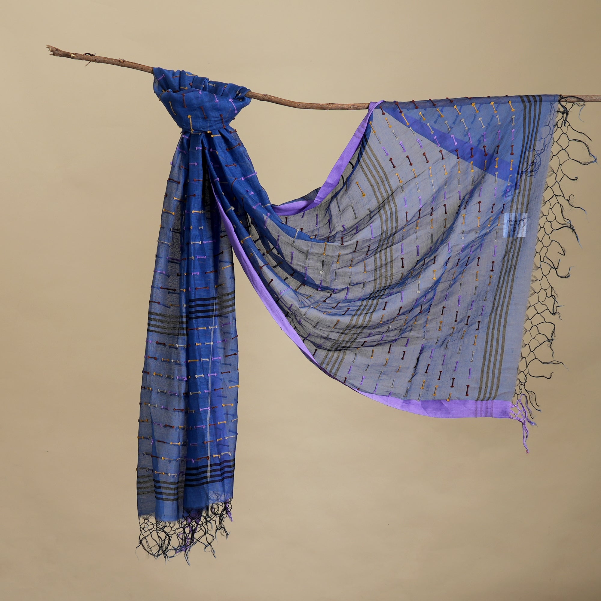 Royal Blue Cotton-Silk Dupatta – Luxe Comfort with Classic Craftsmanship