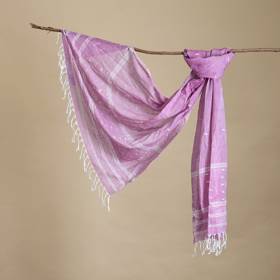 Purple Handwoven Cotton Jamdani Stole