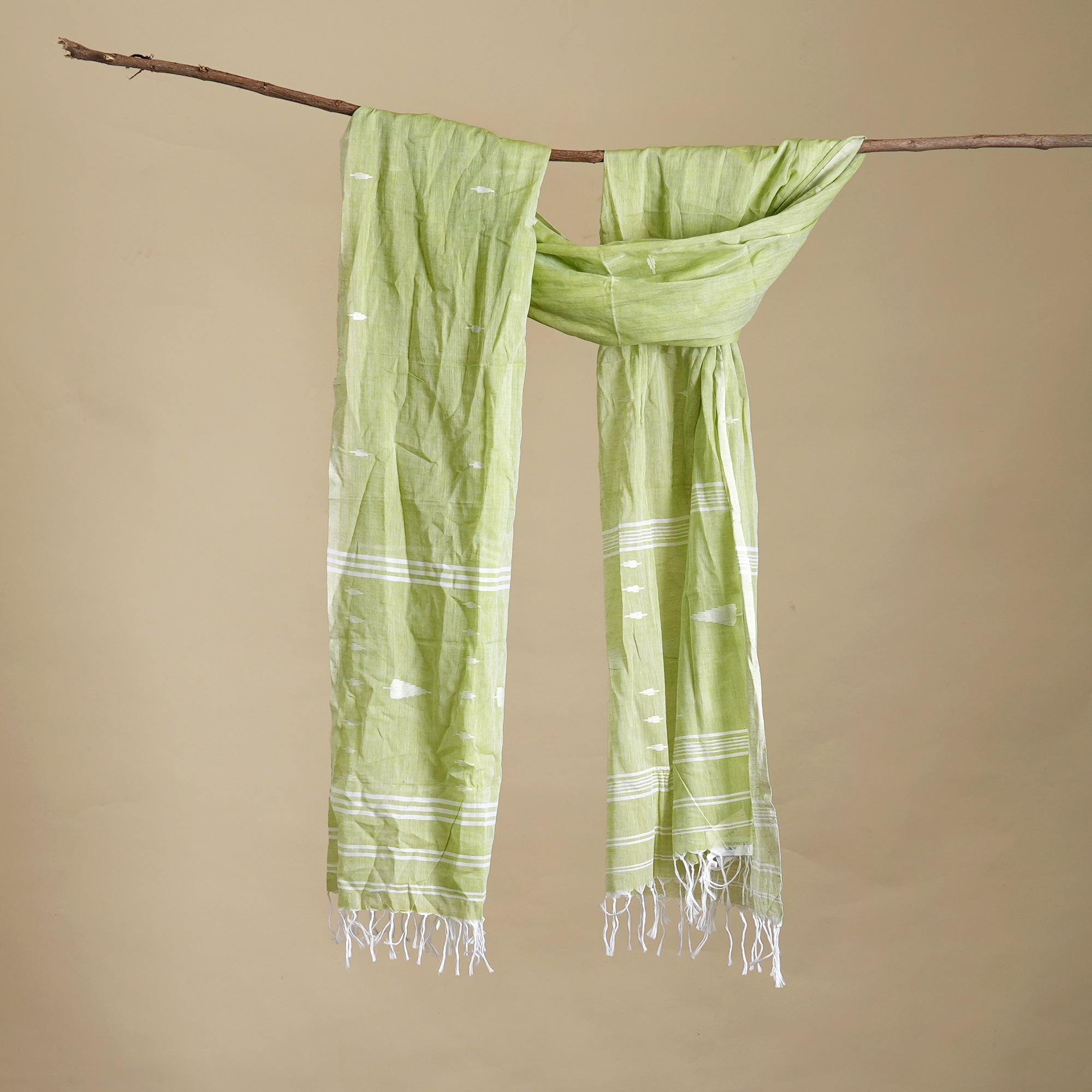 Light Green Cotton Jamdani Stole