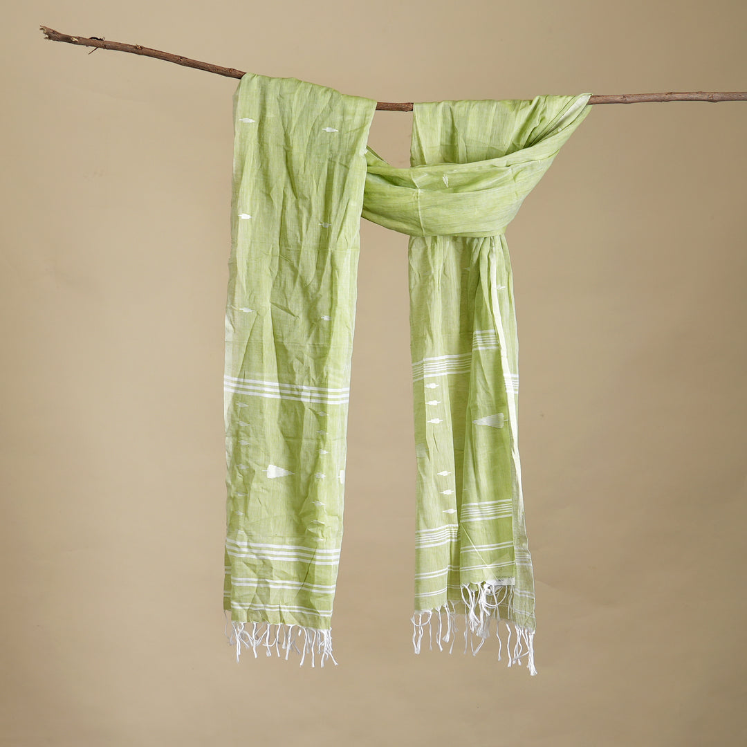Light Green Cotton Jamdani Stole