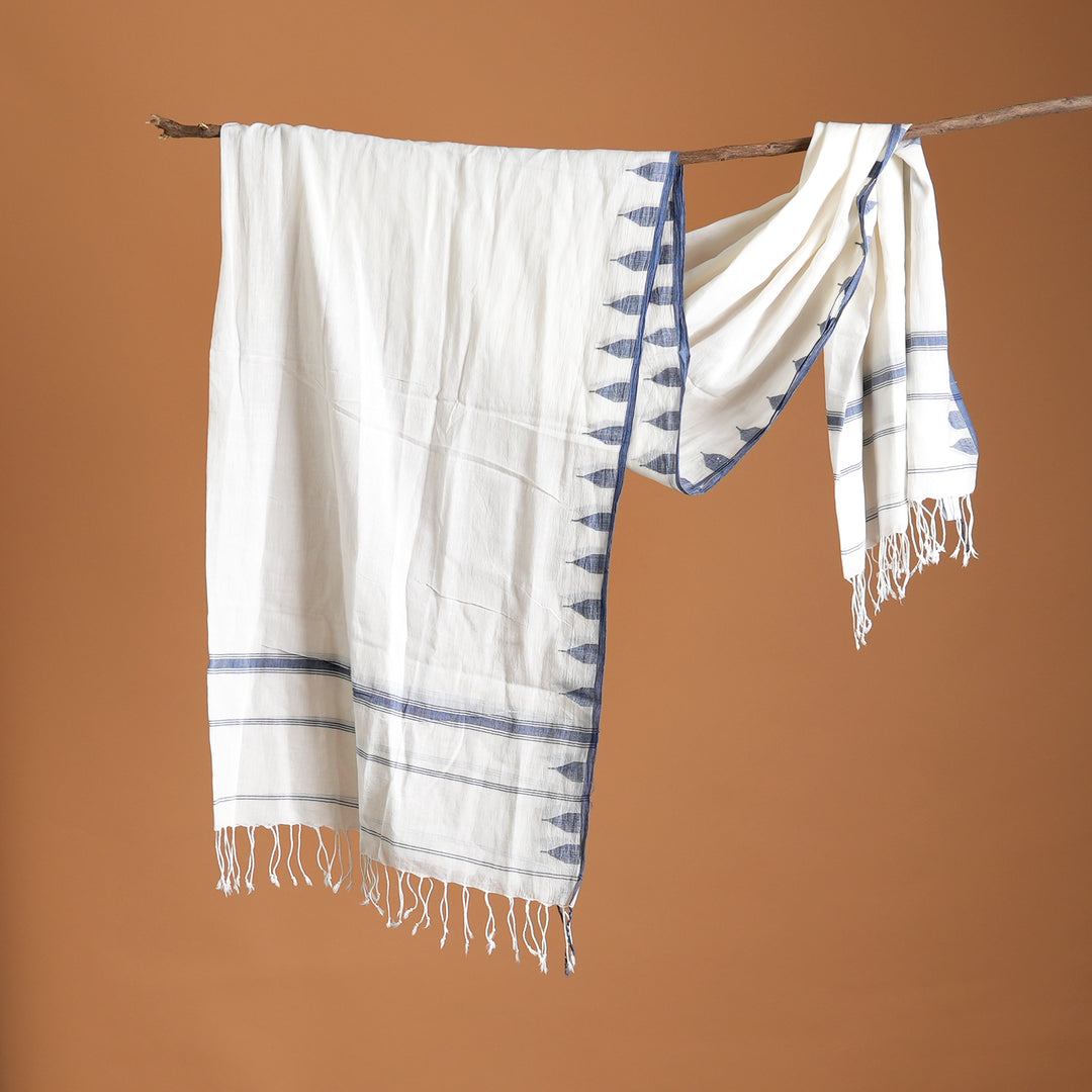 Pristine White Handloom Cotton Dupatta
