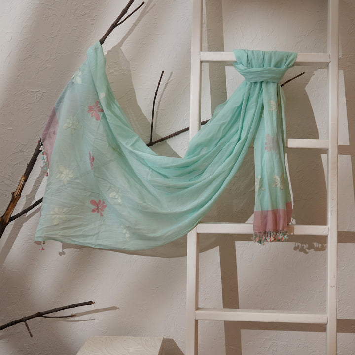 Light Green Pure Cotton Handloom Dupatta