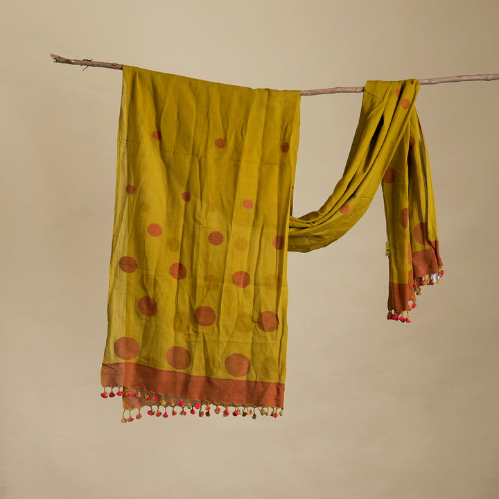Red & Green Handloom Cotton Dupatta