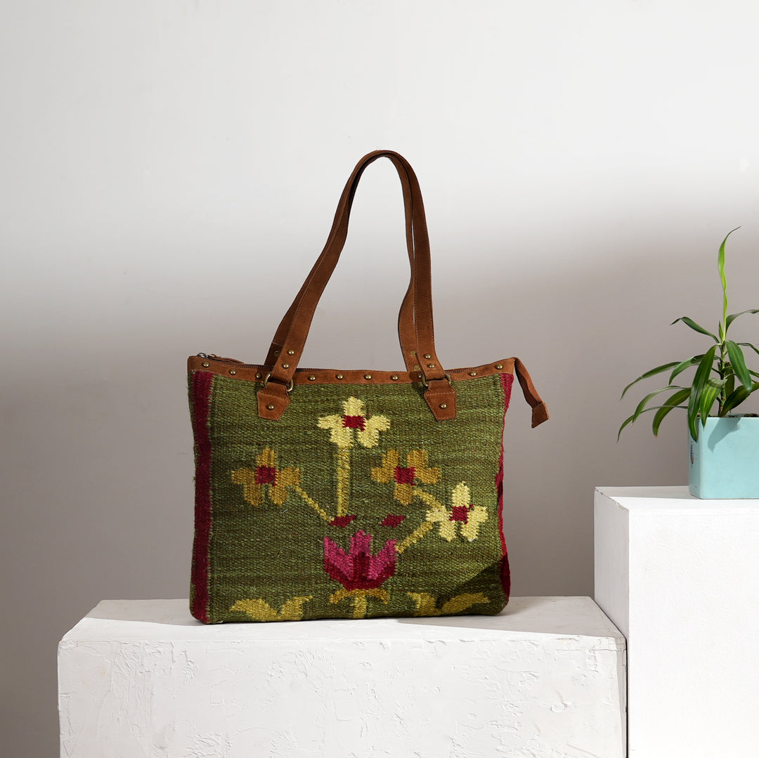 Crafted Shoulder Bag - Cotton, Wool & Suede