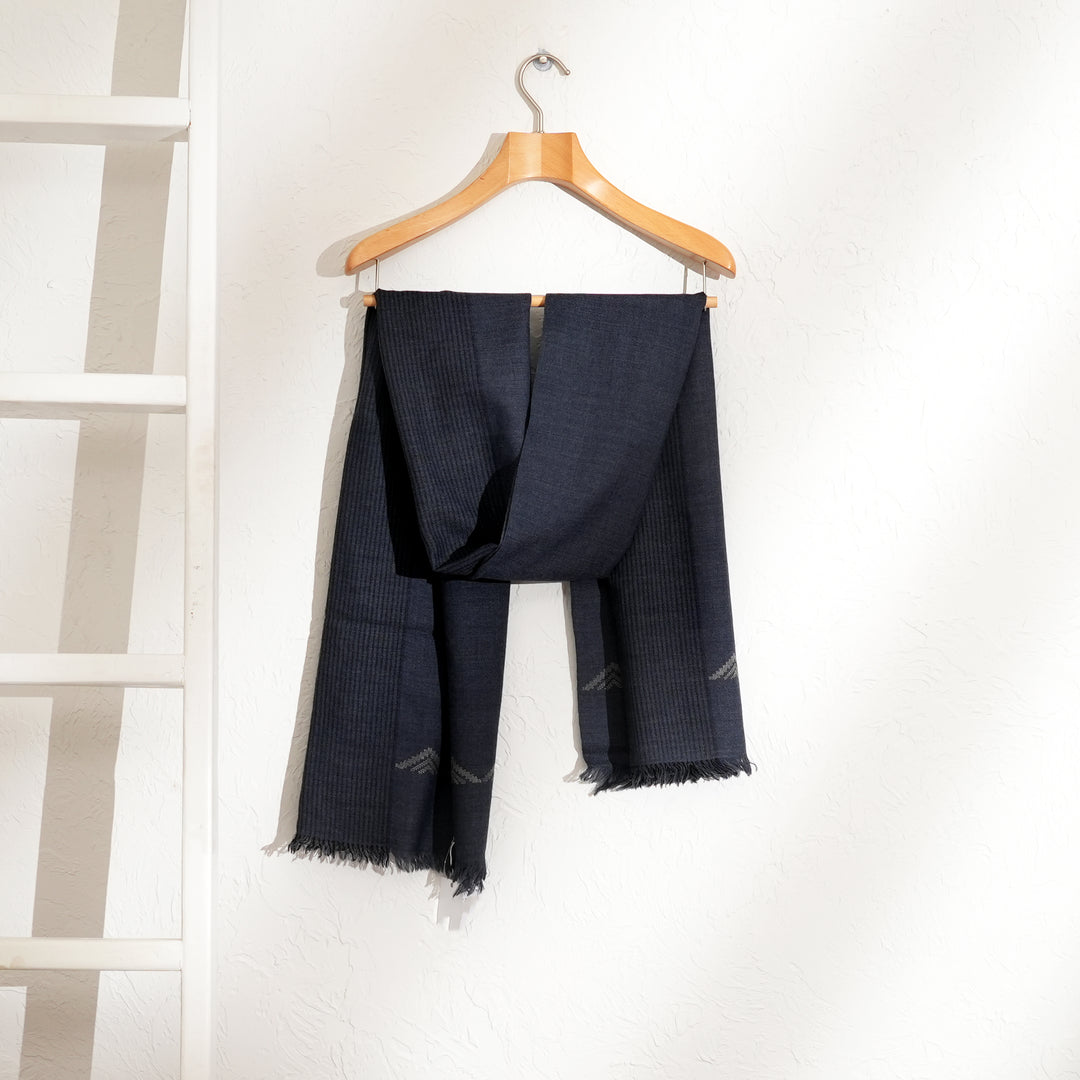 Kullu Handwoven Wool Shawl – Smoky Grey