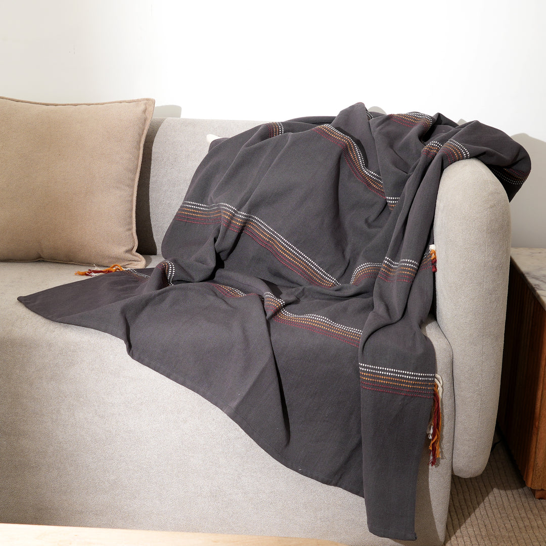 Handwoven 100% Cotton Handloom Throw – Timeless Comfort with Artisan Charm