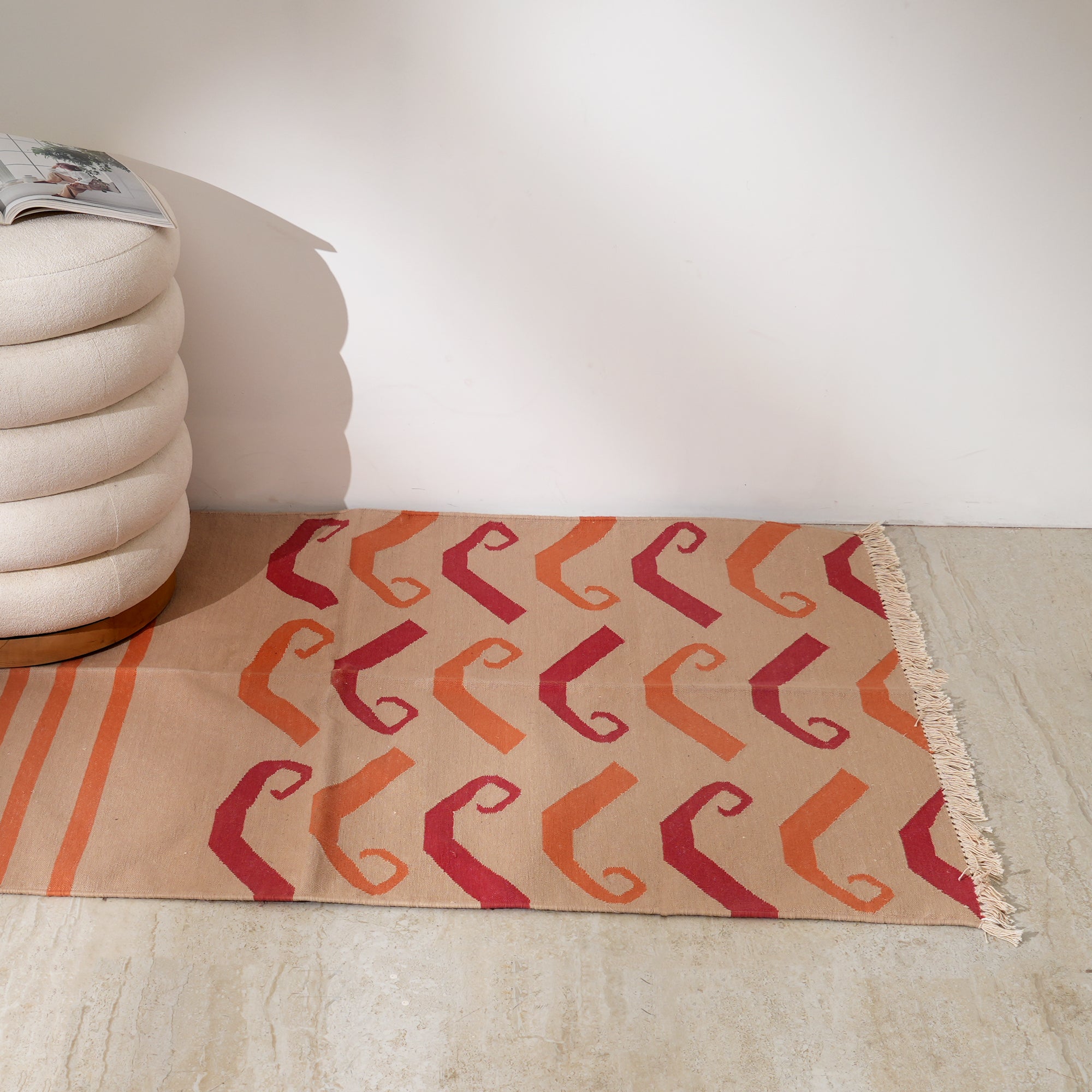 Paisley Stripe Handwoven Cotton Rug