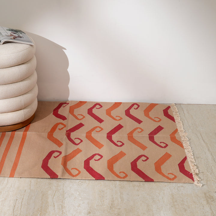 Paisley Stripe Handwoven Cotton Rug