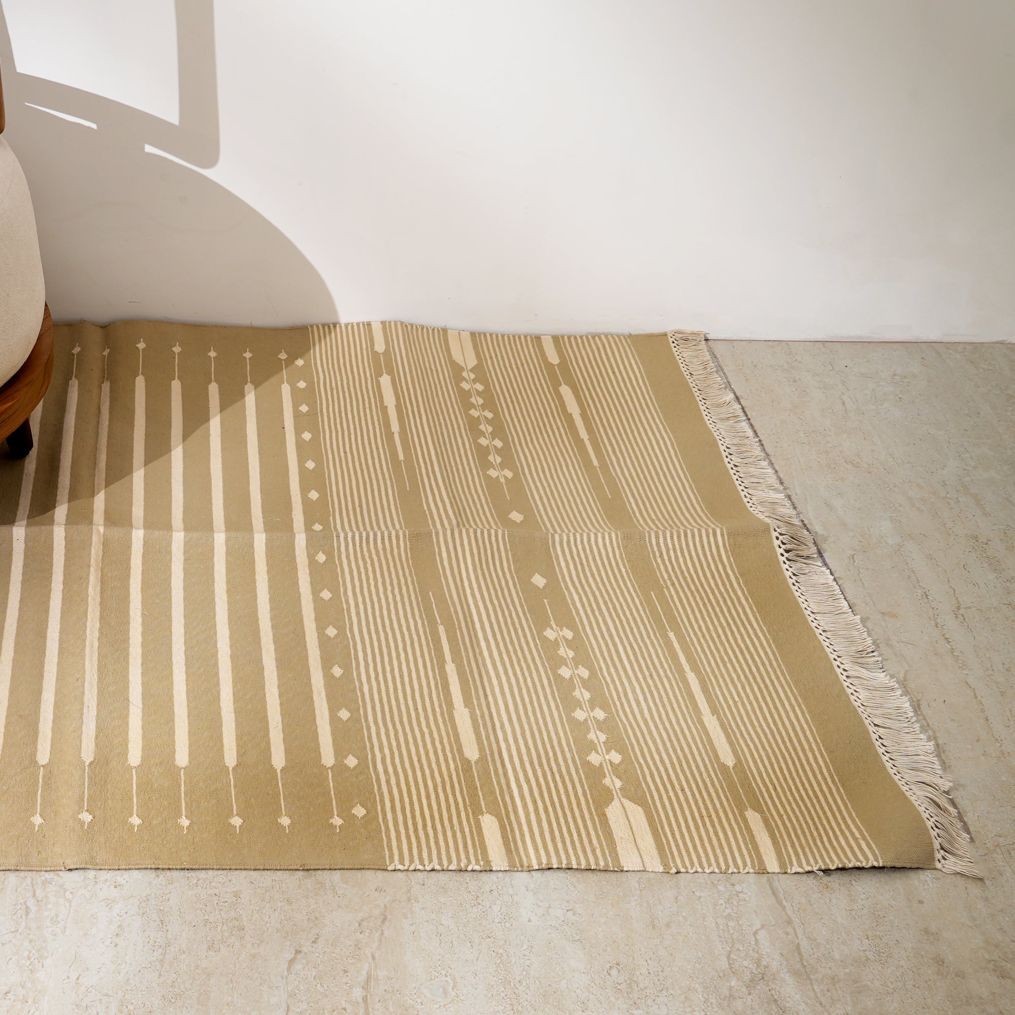 Striped Neutral Handwoven Cotton Rug