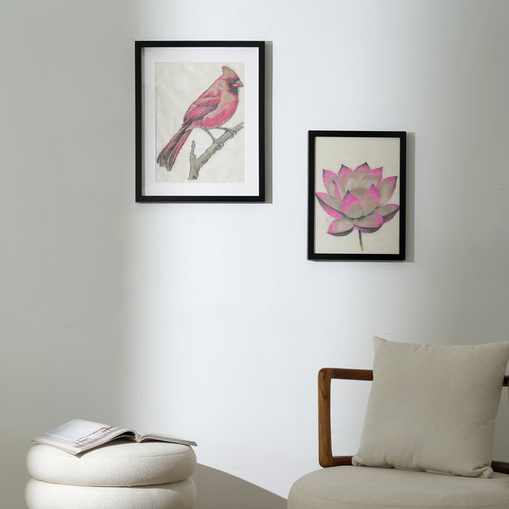 Framed Cardinal Bird Wall Art | Traditional Textile Wall Art