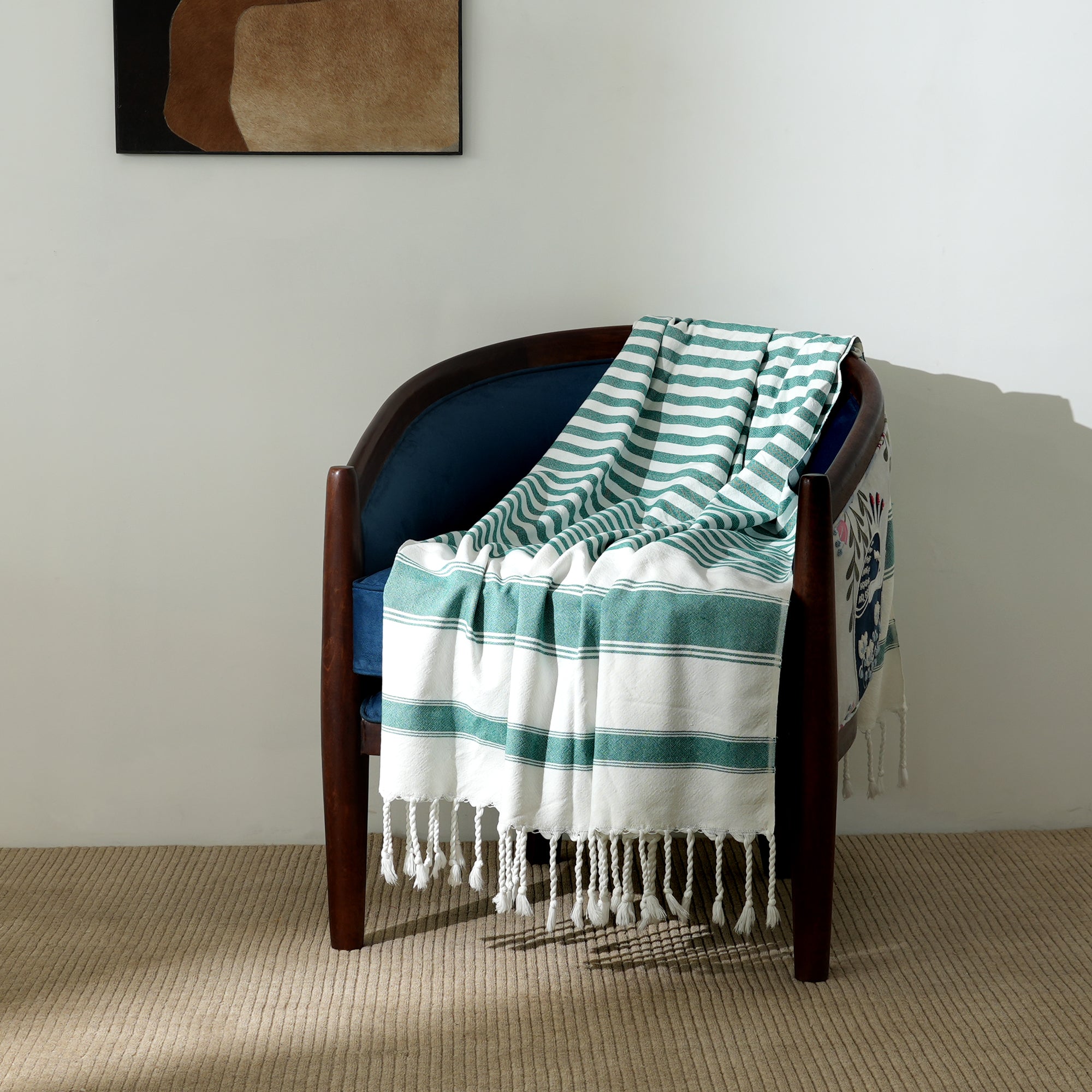 Handloom Cotton Throw | Green