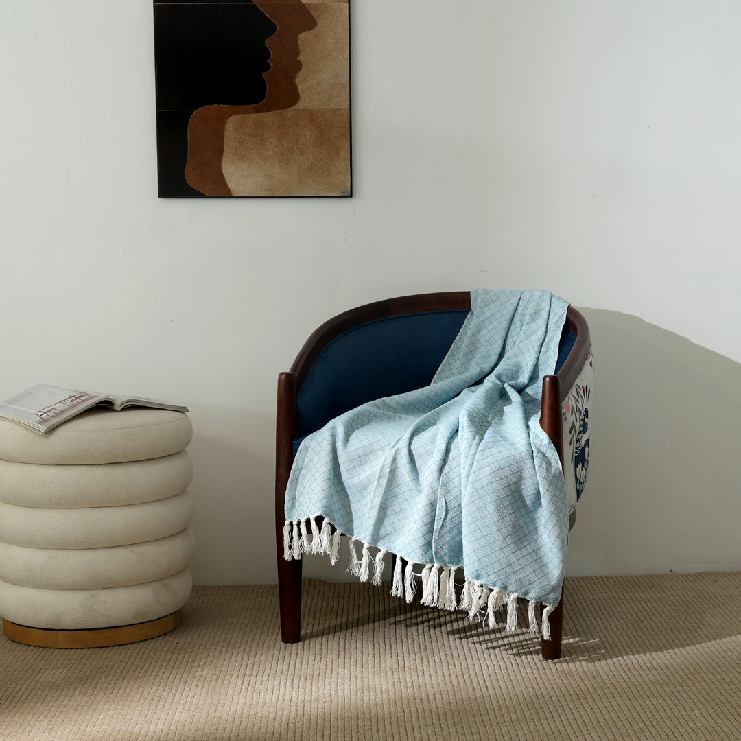 Handloom Linen Throw – Blue