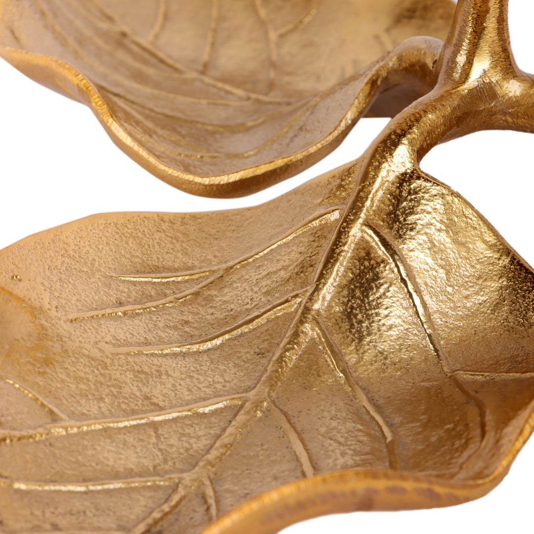 Expobazaar 3 Leaf Decorative Gold Platter