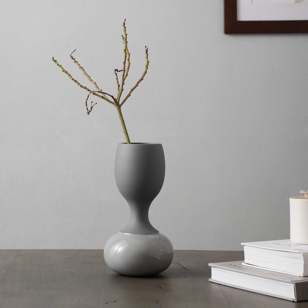 Chalice Grey Enamel Tranquility | Serene Vase for Modern or Rustic Spaces
