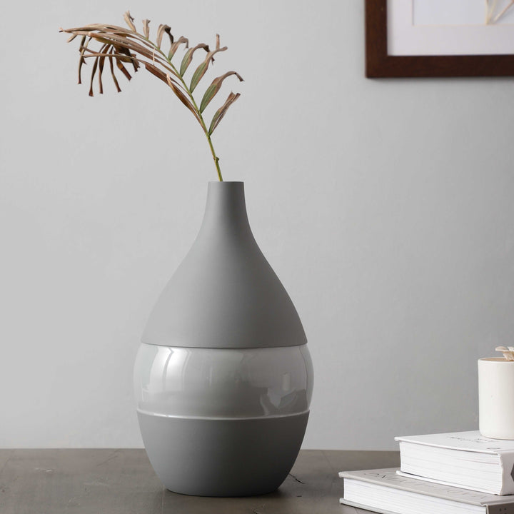 Vesera Petite Grey Enamel Vase | Delicate Grey Vase for Subtle Elegance