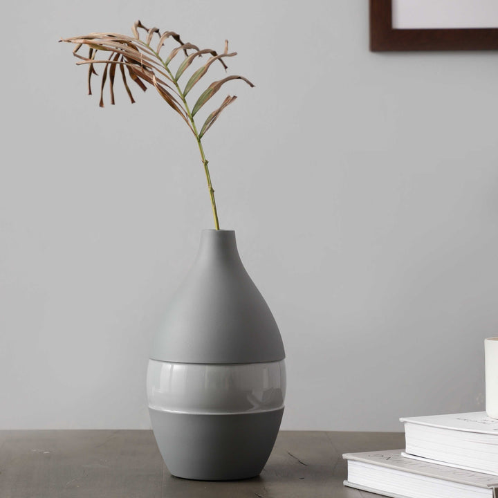 Vesera Grey Enamel Grande Vase | Large Grey Vase for Organic Charm
