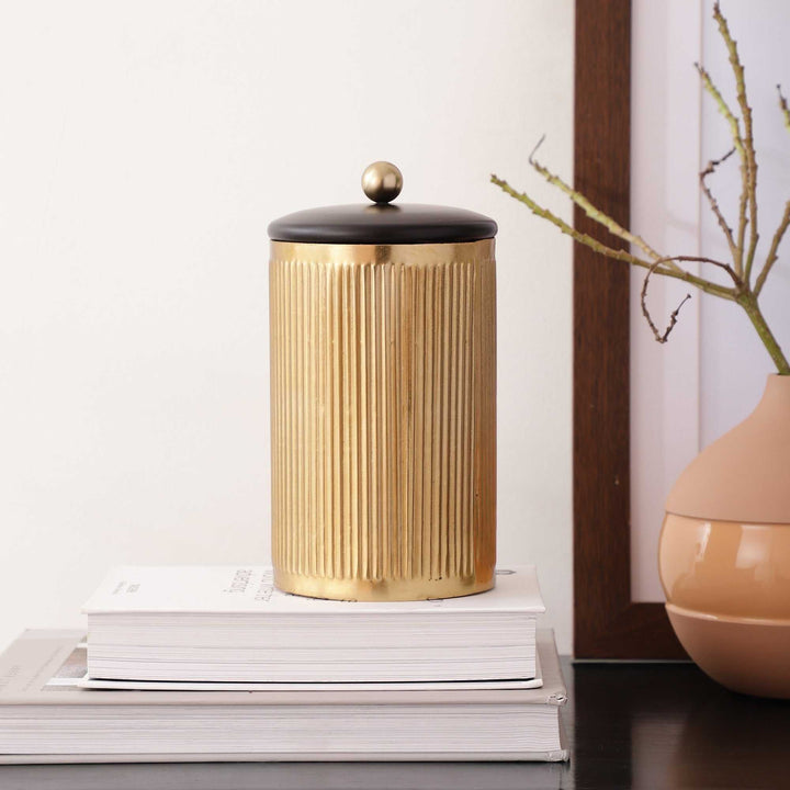 Luxora Gold Cylindrical Keepsake | Luxe Gold Storage for Cherished Items