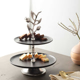 Pomegranate Metal Cake Stand | Silver Black Dessert Tray