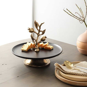 Pomegranate Dessert Stand | Gold and Black Serving Accent