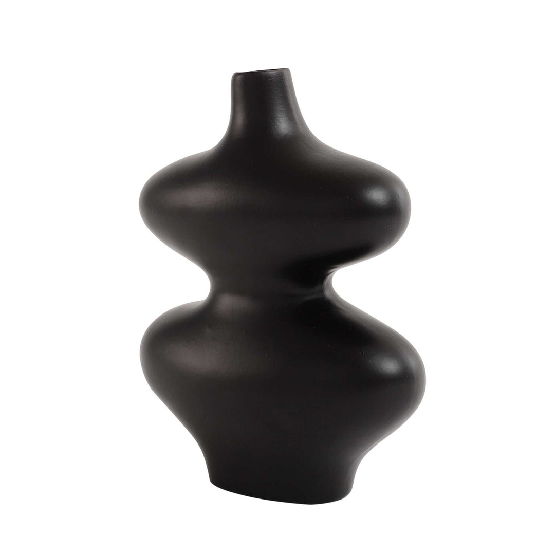 Elegant Black Sculptural Vase | Bold Ceramic for Modern Spaces